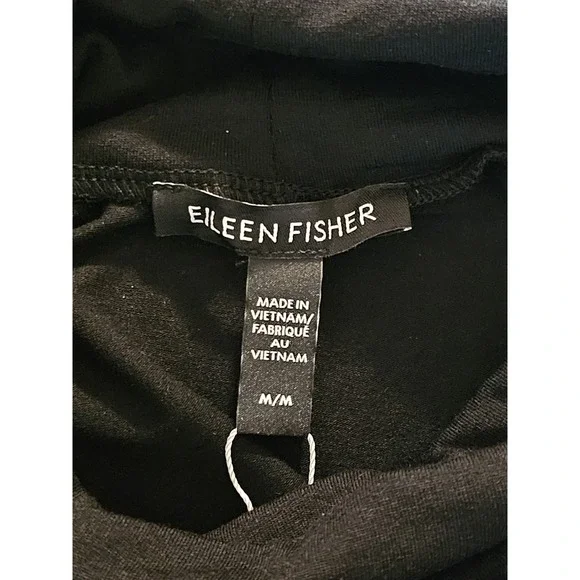 Eileen Fisher Scrunch Neck Tunic Long Sleeve Black Stretch Size Medium Tencel - Picture 4 of 5